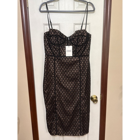 Bardot Black Lace Bustier Dress Cocktail‎ Party Bodycon US 10 - Picture 1 of 5